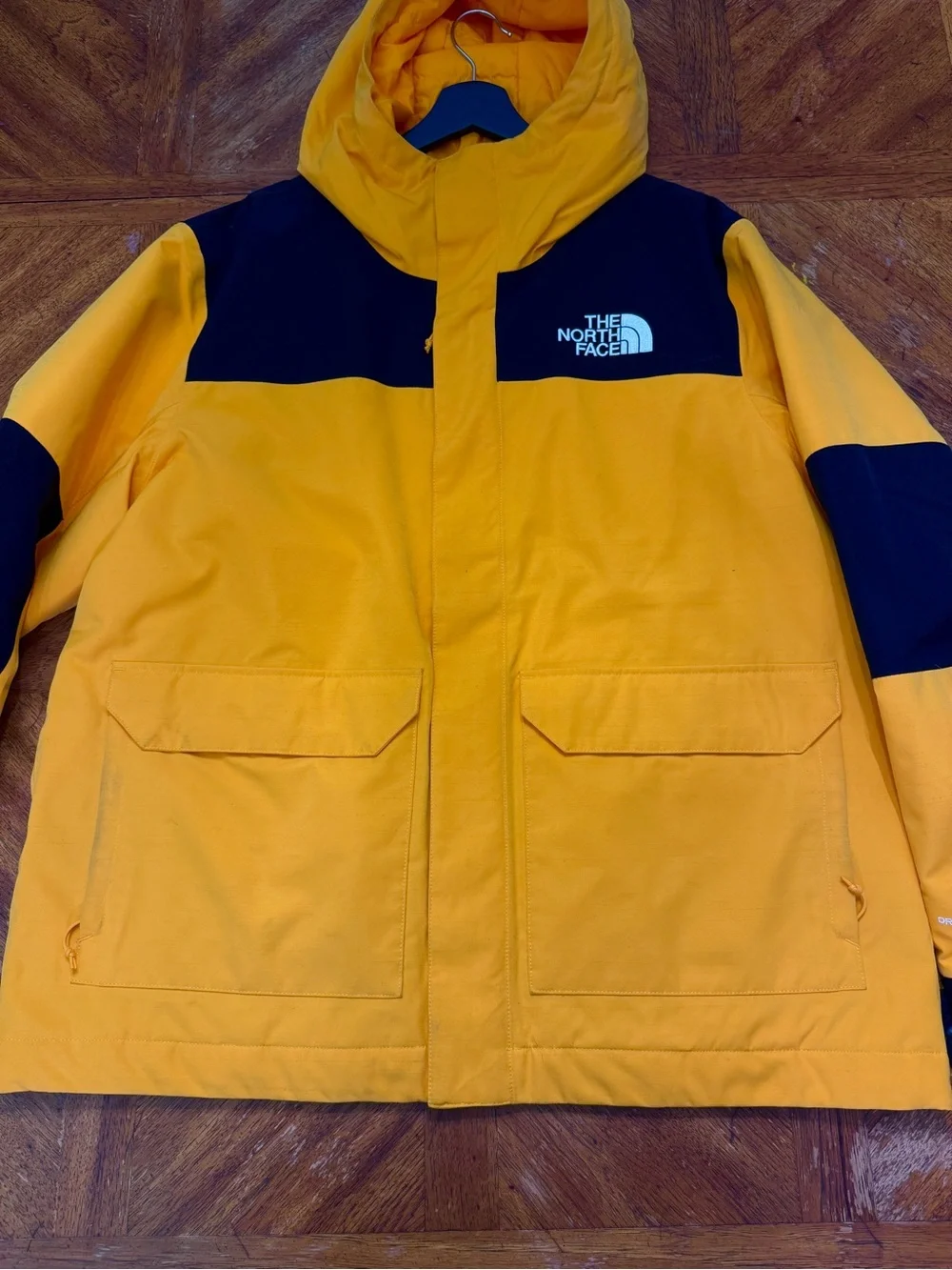 The North Face Men’s Yellow and Black Insulated Hooded Jacket size XL